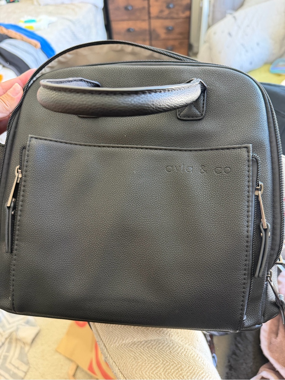 OVO & CO Black Baby Bag — Structured Everyday Nappy Bag
